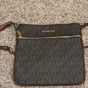 Michael Kors Brown Messenger Bag with Monogram Print - Mint condition